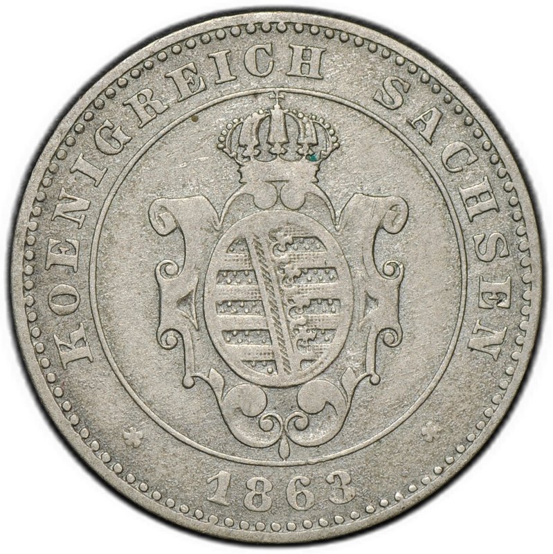 Монета 2 новых гроша - 20 пфеннигов 1863 Саксония
