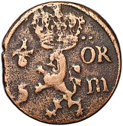 фото для Монета 1/6 эре 1686 Швеция Аверс