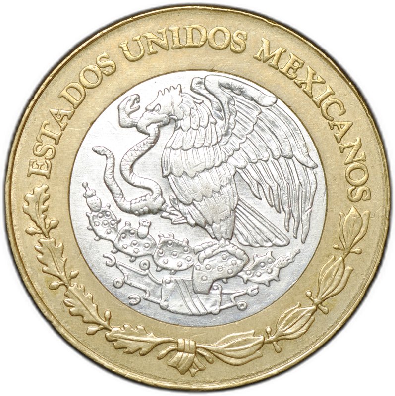 Монета 10 новых песо 1992 Мексика