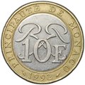 Монета 10 франков 1992 Монако