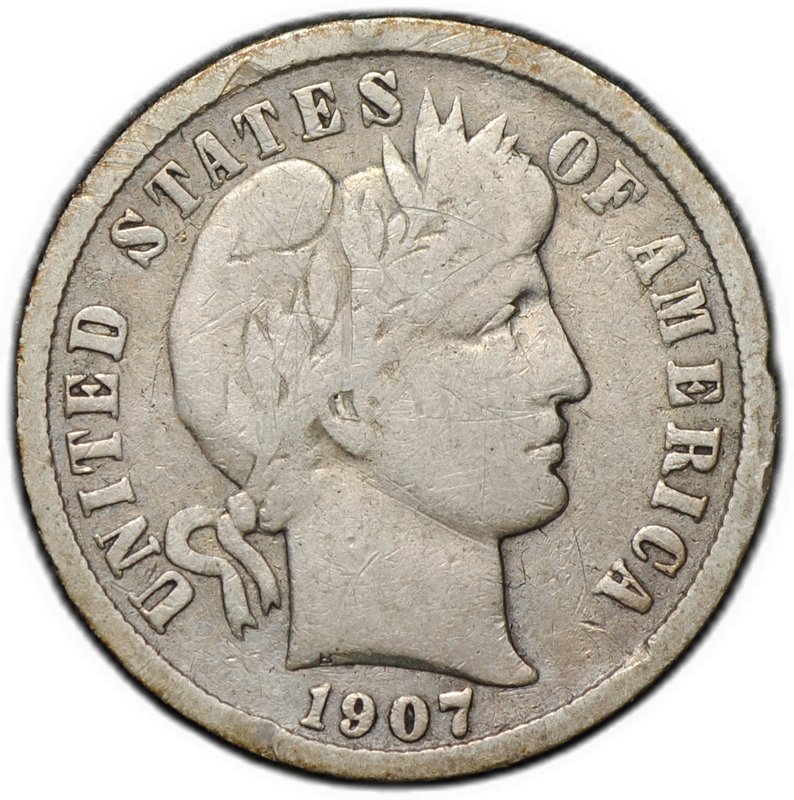 Монета 1 дайм (10 центов) 1907 Филадельфия США