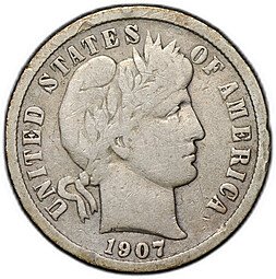 фото для Монета 1 дайм (10 центов) 1907 Филадельфия США Аверс