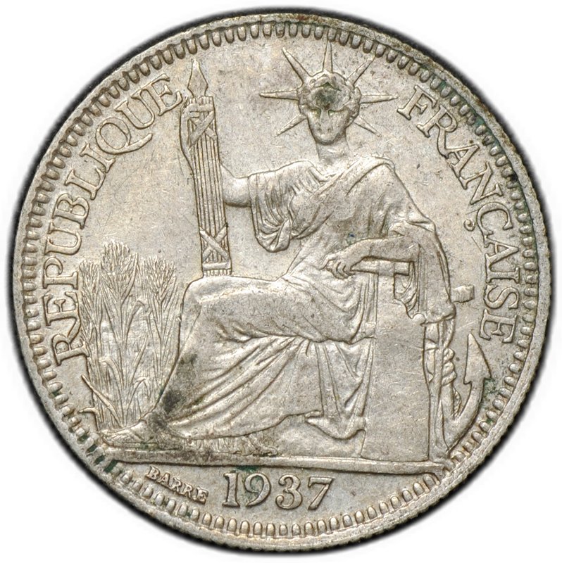 Монета 10 сантимов (центов) 1937 Французский Индокитай