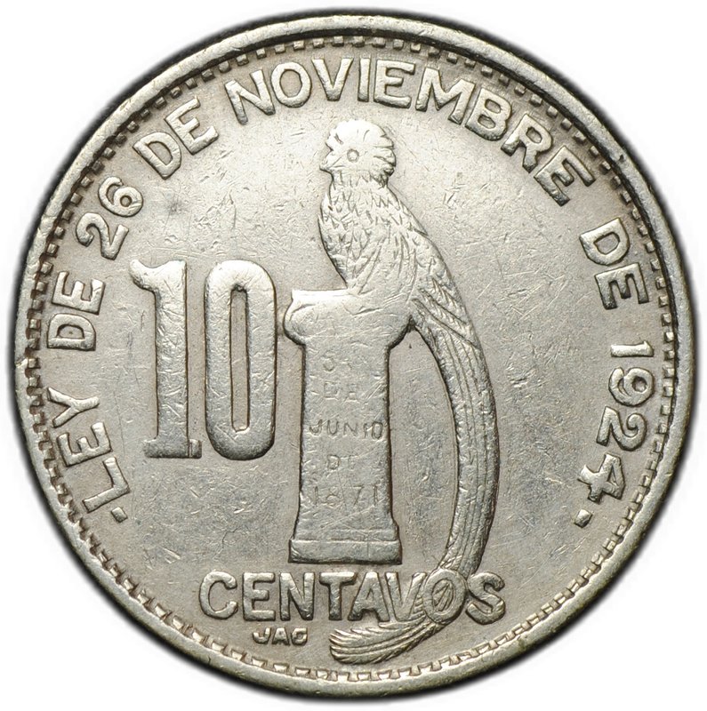 Монета 10 сентаво 1945 Гватемала