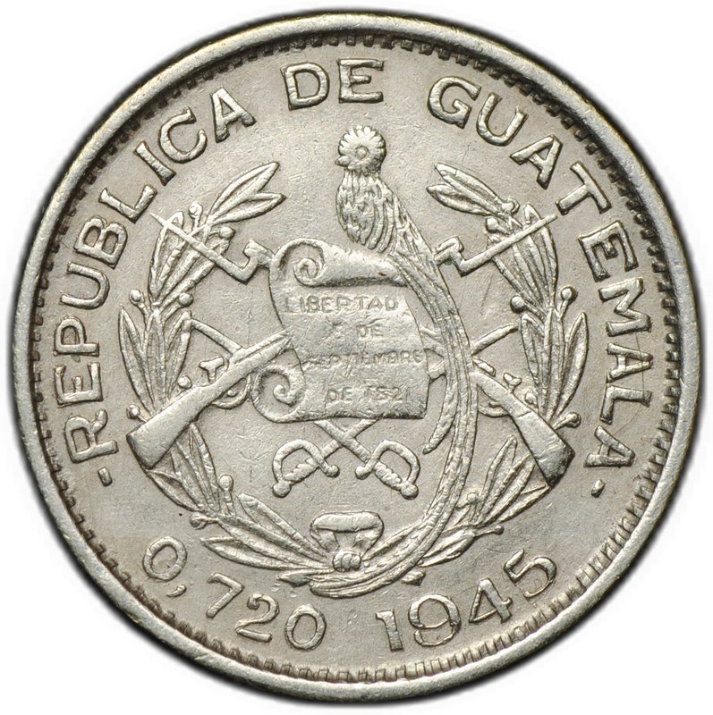 Монета 10 сентаво 1945 Гватемала
