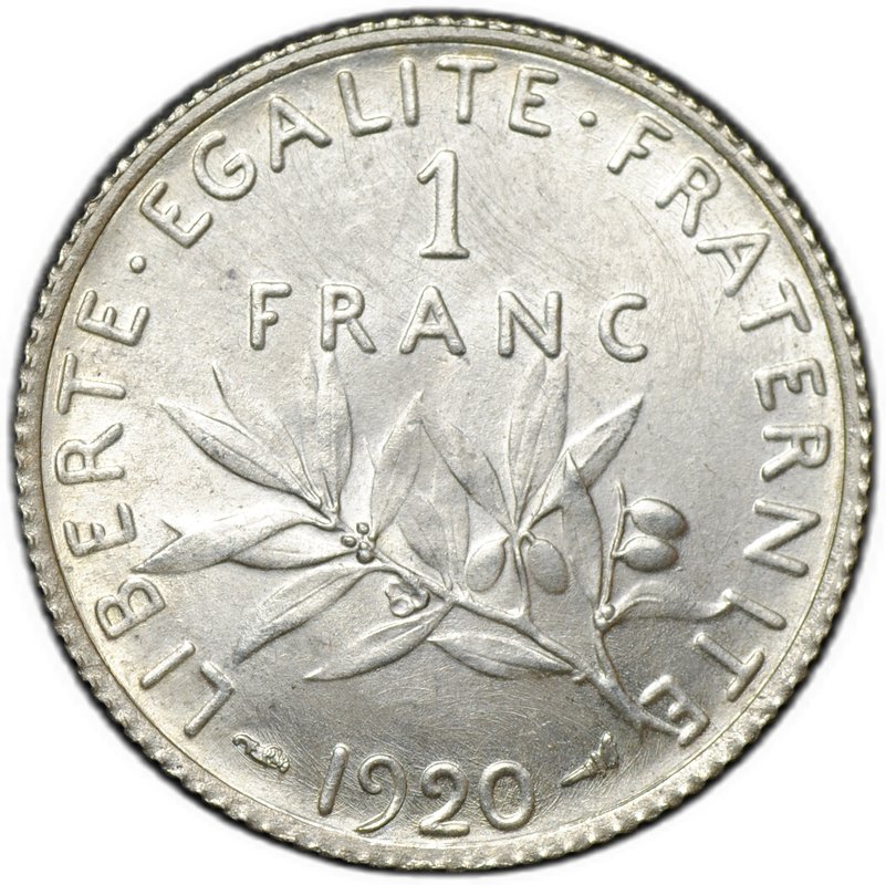 Монета 1 франк 1920 Франция