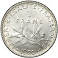 Монета 1 франк 1920 Франция