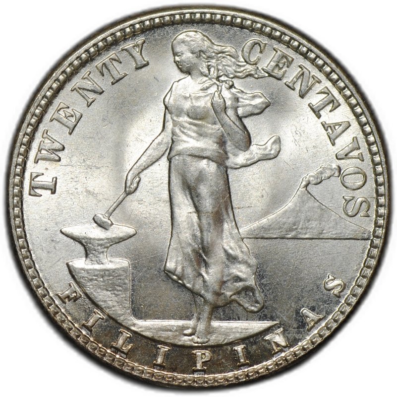 Монета 20 сентаво 1945 Администрация США Филиппины