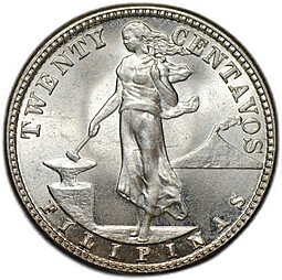 фото для Монета 20 сентаво 1945 Администрация США Филиппины Аверс