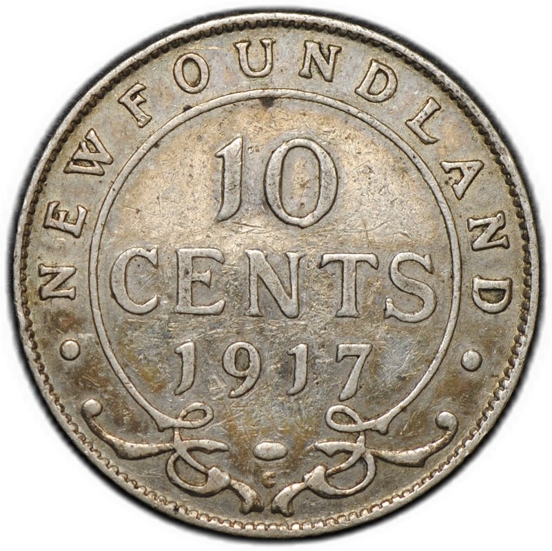 Монета 10 центов 1917 Ньюфаундленд