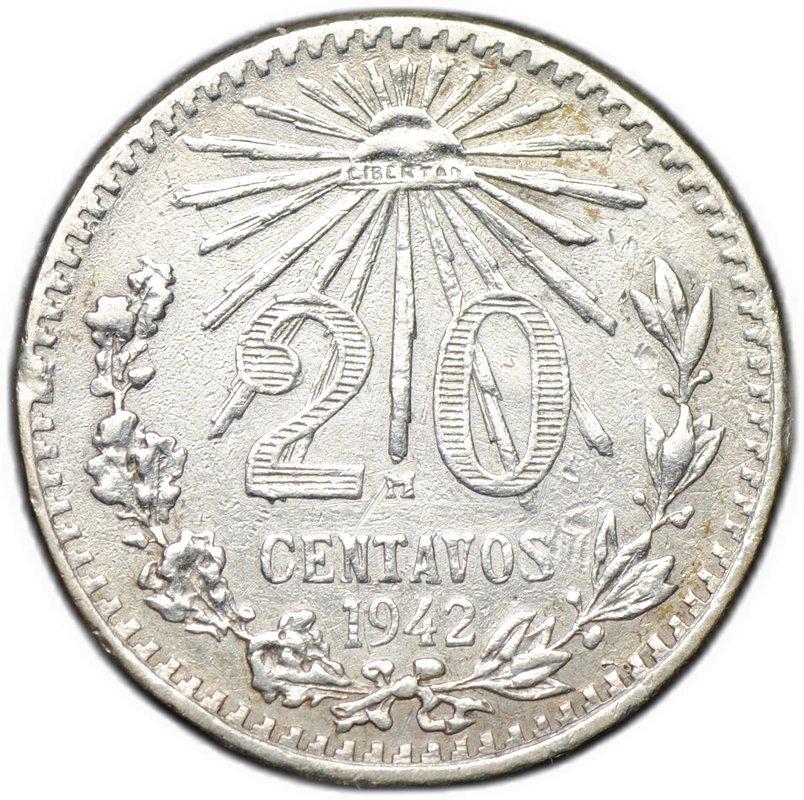 Монета 20 сентаво 1942 Мексика