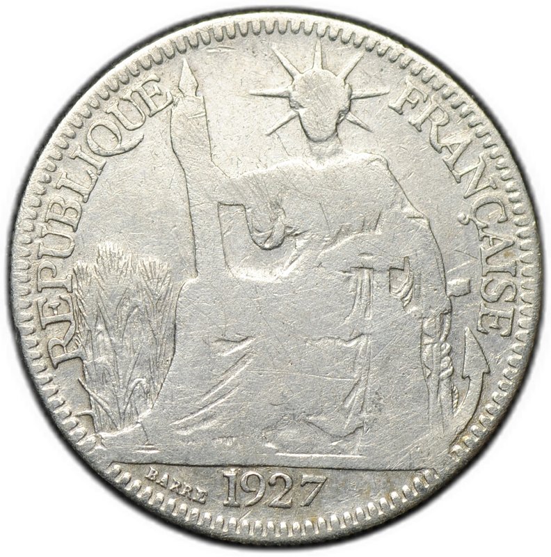 Монета 10 сантимов (центов) 1927 Французский Индокитай