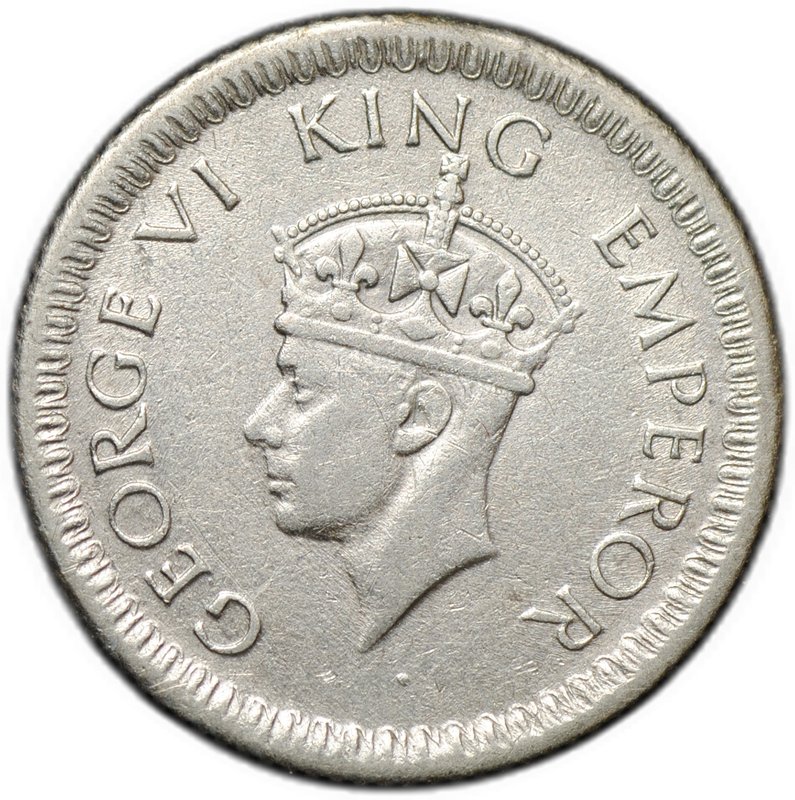 Монета 1/4 рупии 1942 Британская Индия