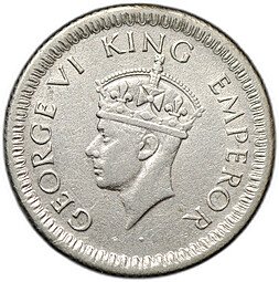 фото для Монета 1/4 рупии 1942 Британская Индия Аверс