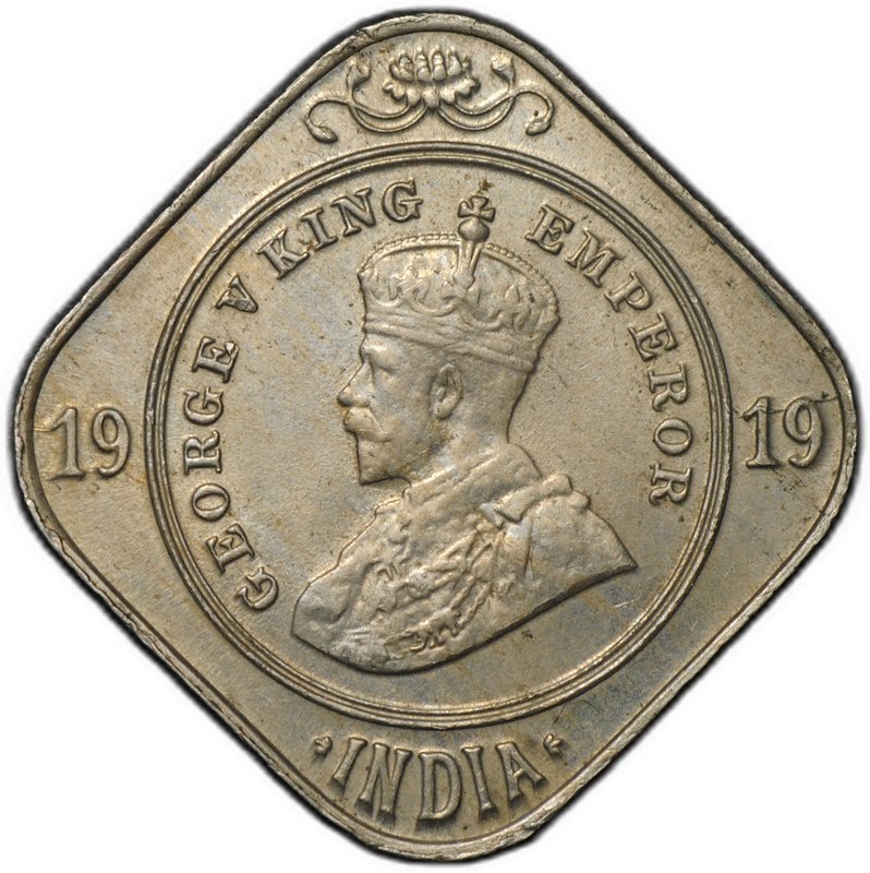 Монета 2 анны 1919 Британская Индия