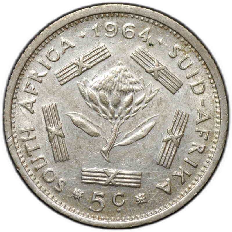 Монета 5 центов 1964 ЮАР
