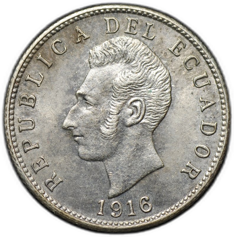 Монета 1 десимо 1916 Эквадор