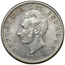 фото для Монета 1 десимо 1916 Эквадор Аверс