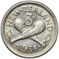 Монета 3 пенса 1943 Новая Зеландия