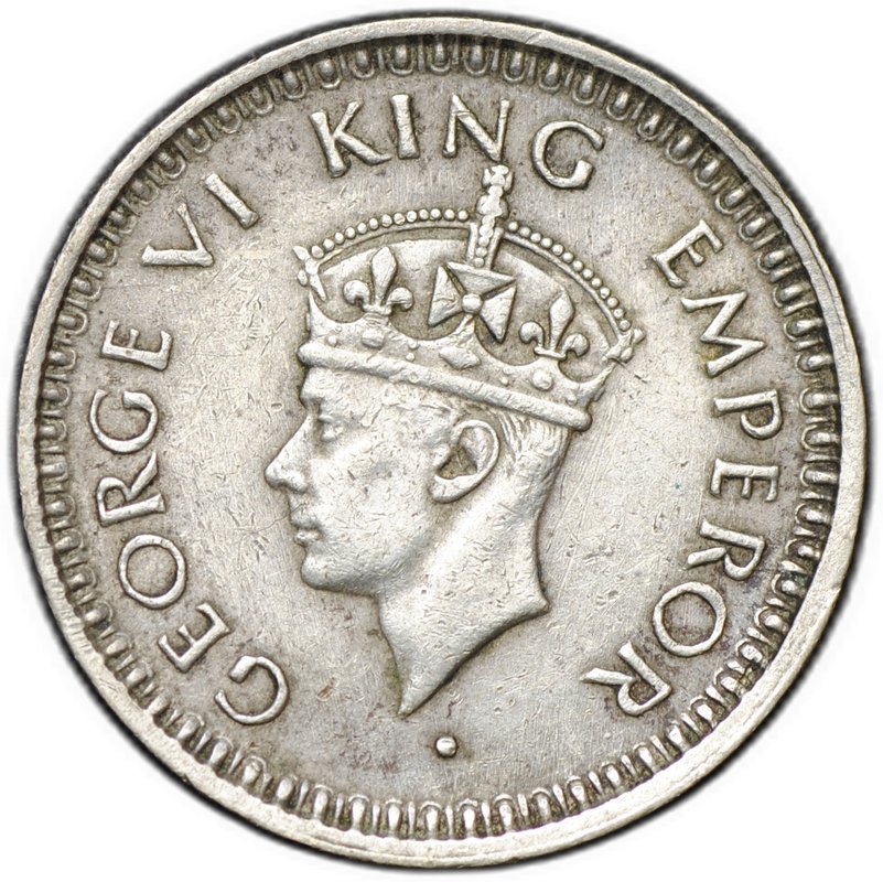 Монета 1/4 рупии 1945 Бомбей Британская Индия