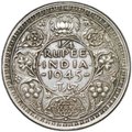 Монета 1/4 рупии 1945 Бомбей Британская Индия