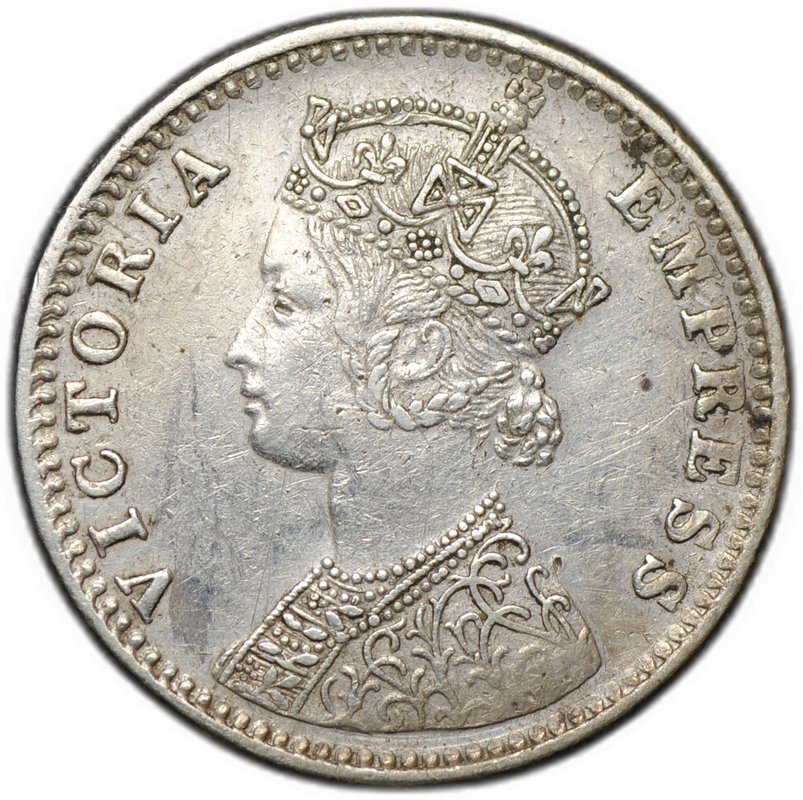 Монета 1/4 рупии 1887 B Бомбей Британская Индия