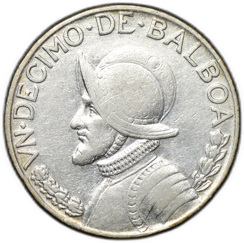 Монета 1/10 бальбоа 1962 Панама