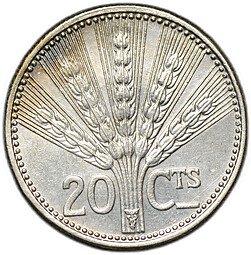 фото для Монета 20 сентесимо 1954 Уругвай Аверс