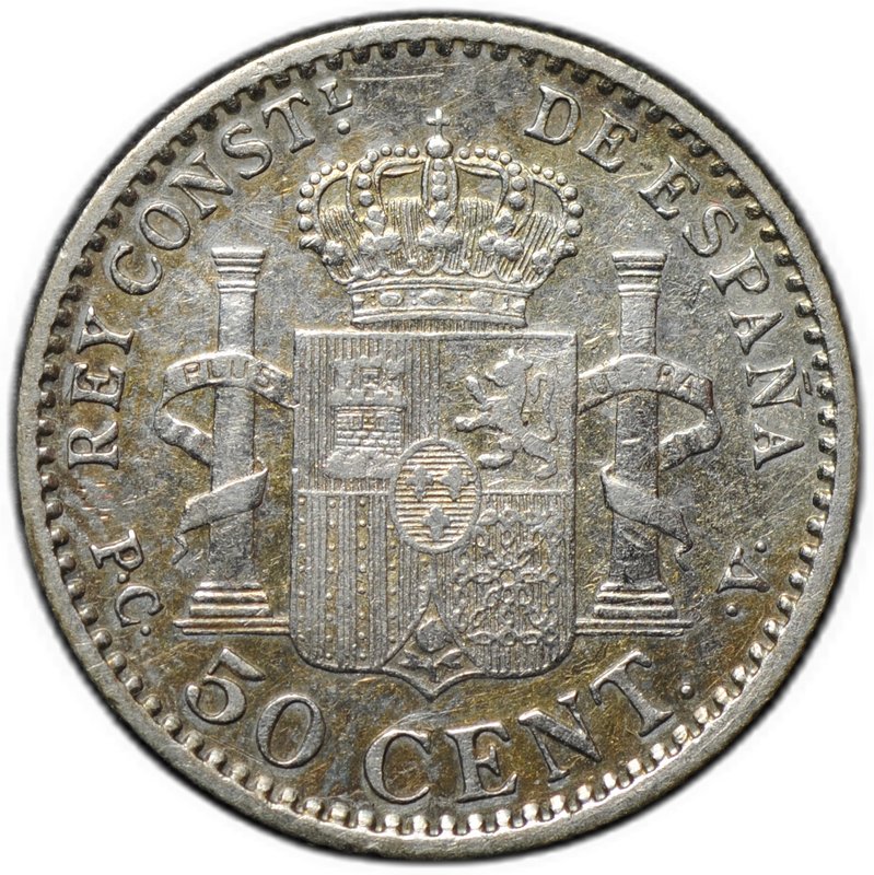 Монета 50 сентимо (центов) 1904 10 Испания
