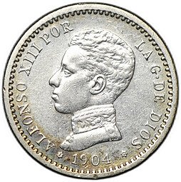 фото для Монета 50 сентимо (центов) 1904 10 Испания Аверс