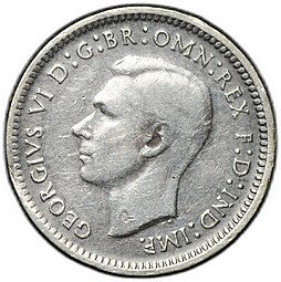 фото для Монета 3 пенса 1943 D Австралия Аверс