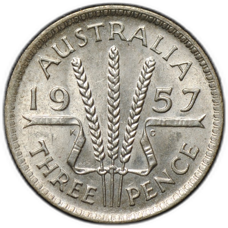 Монета 3 пенса 1957 Австралия