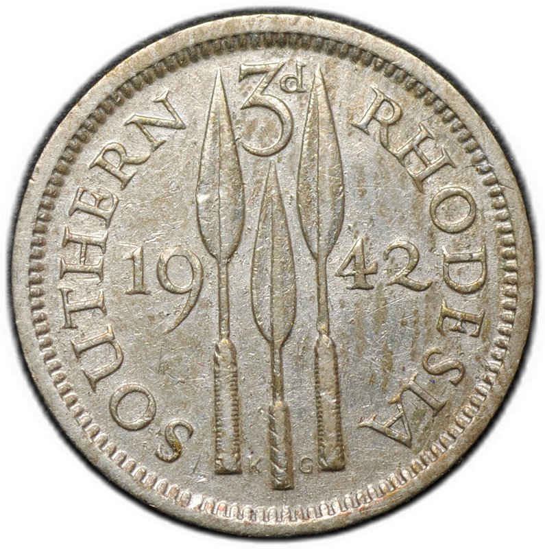 Монета 3 пенса 1942 Южная Родезия
