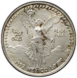 фото для Монета 1/20 онза (уцнция серебра) 1992 Свобода Мексика Аверс