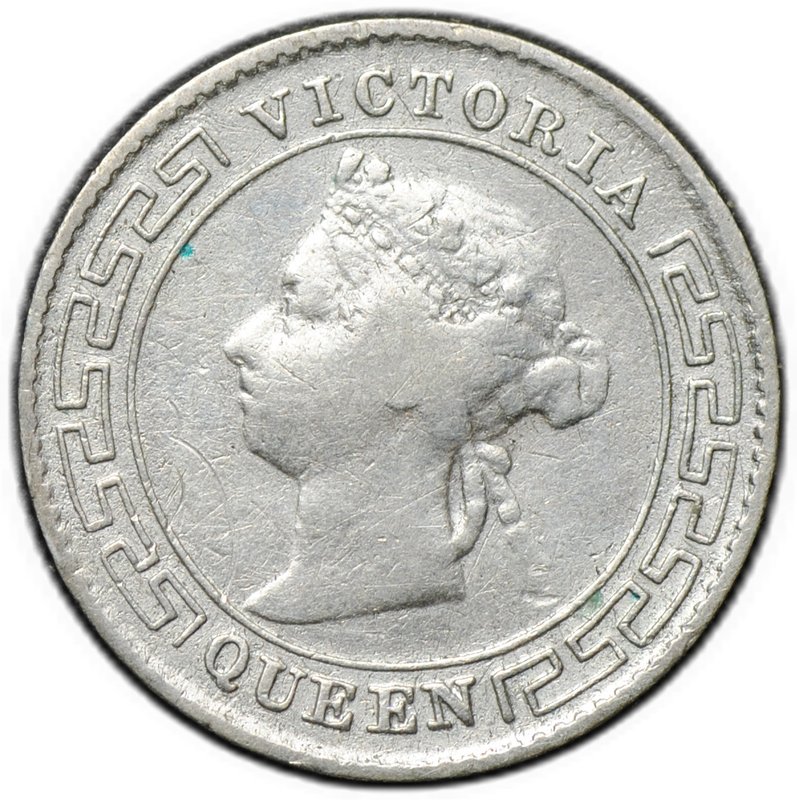 Монета 10 центов 1897 Цейлон