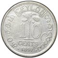 Монета 10 центов 1897 Цейлон