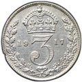 Монета 3 пенса 1917 Великобритания