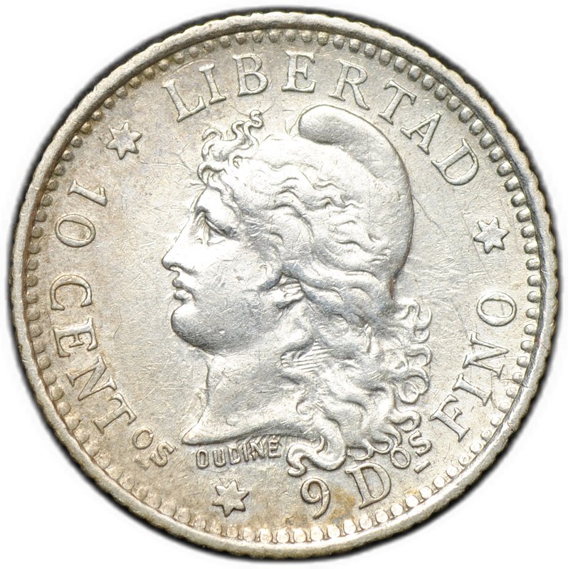 Монета 10 сентаво 1882 Аргентина