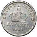 Монета 20 сантимов 1866 A Франция
