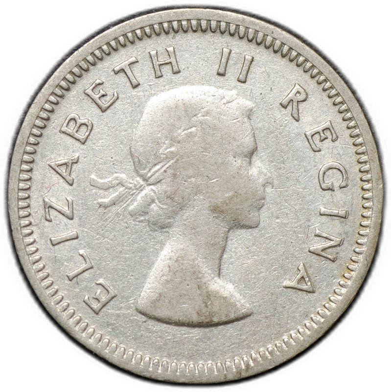 Монета 3 пенса 1955 ЮАР