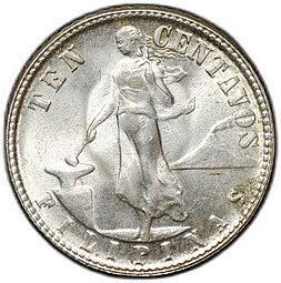 фото для Монета 10 сентаво 1945 Администрация США Филиппины Аверс