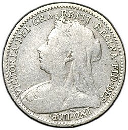 фото для Монета 3 пенса 1893 новый тип Великобритания Аверс