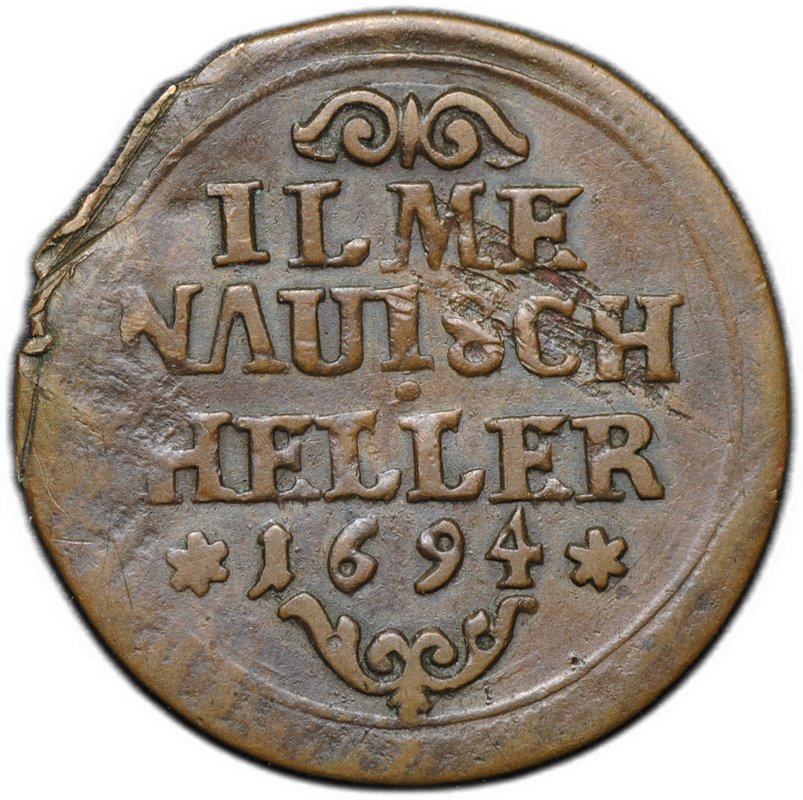 Монета 1 геллер 1694 Хеннеберг-Ильменау