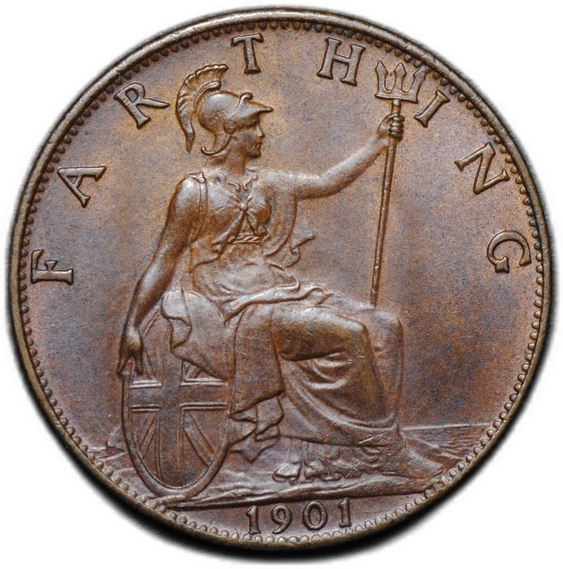 Монета 1 фартинг 1901 Великобритания