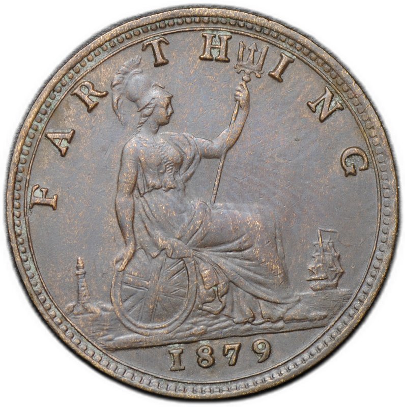 Монета 1 фартинг 1879 Великобритания