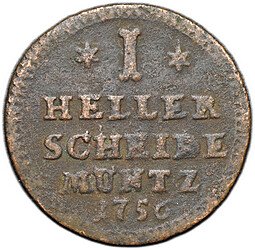 фото для Монета 1 геллер 1756 Гессен-Кассель Аверс