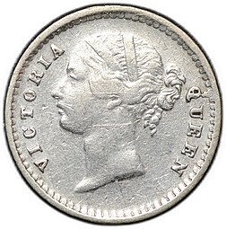 фото для Монета 2 анны 1841 Легенда по бокам Британская Индия Аверс