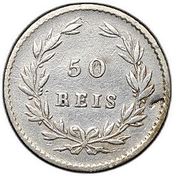 фото для Монета 50 рейс (реалов) 1861 Португалия Аверс