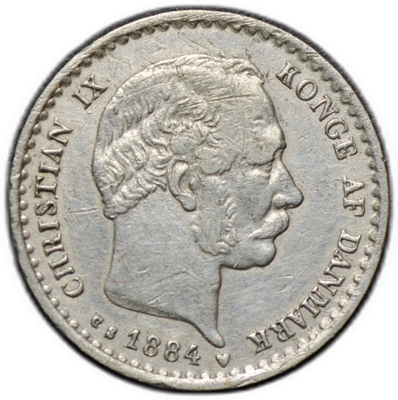 Монета 10 эре 1884 Дания