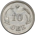 Монета 10 эре 1884 Дания